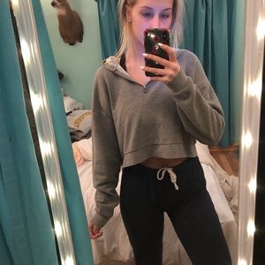 Grey Cropped Hoodie